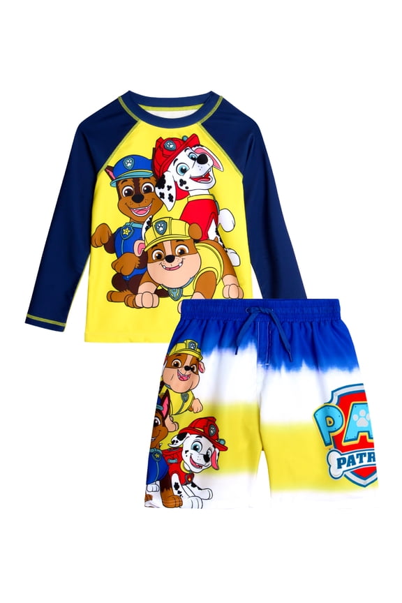 Boys Swim Set - Paw Patrol Teenage Mutant Ninja Turtle UPF50+ Rash Guard & Swim Trunks 2 Piece