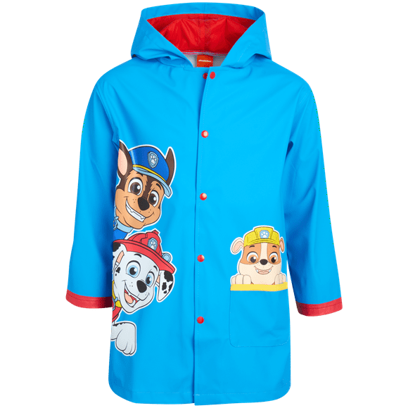 Nickelodeon Boys' Rain Jacket - Hooded Slicker Shell Raincoat: Baby Shark, Paw Patrol (Size: 4-7)