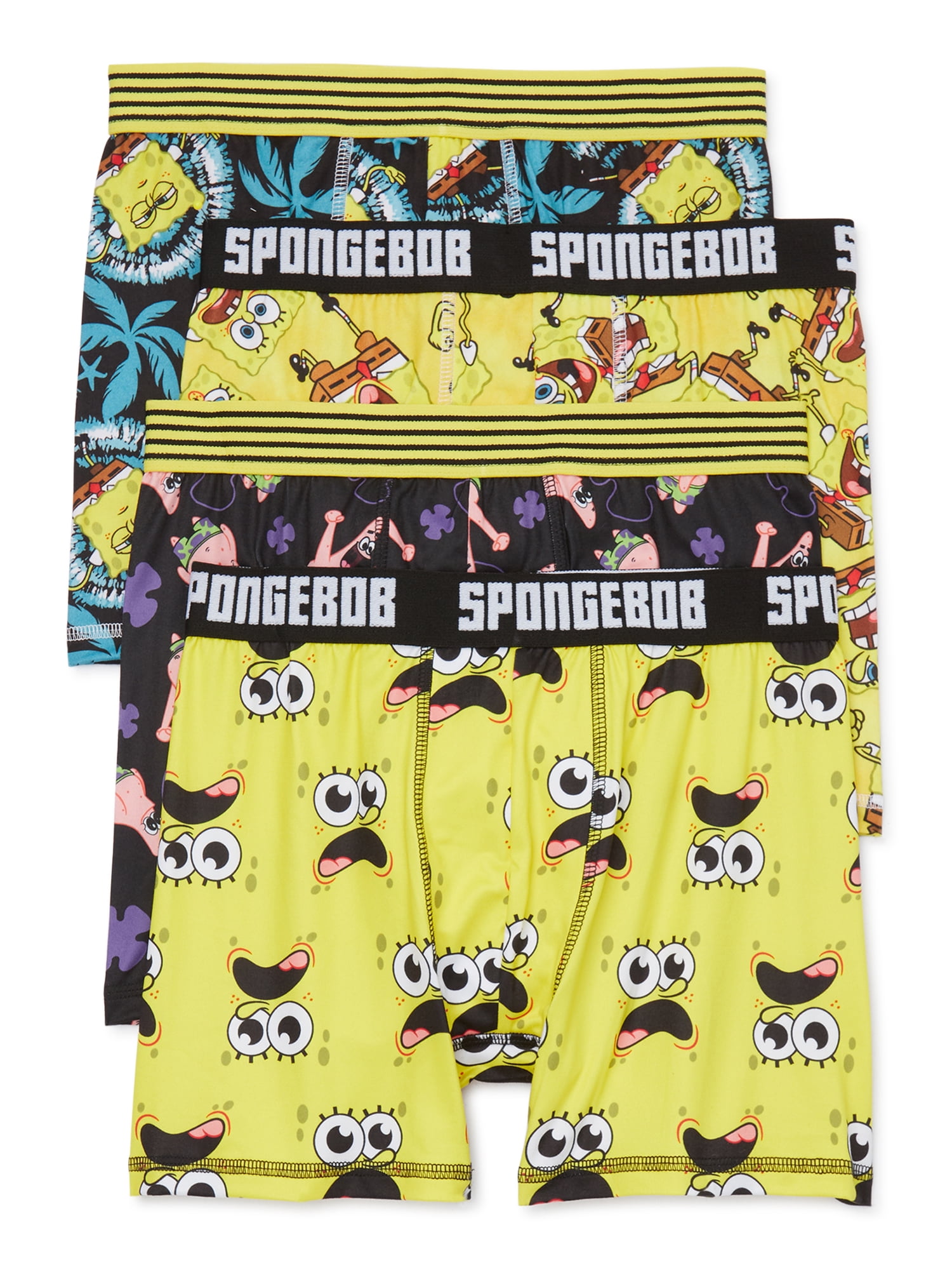 Nickelodeon Boys SpongeBob SquarePants Boxer Briefs Underwear, 4-Pack,  Sizes 4-10