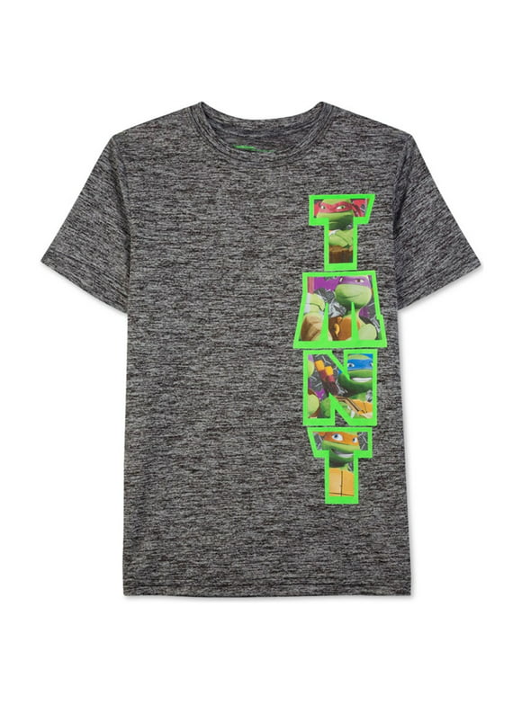 Nickelodeon Boys TMNT Vert Heathered Graphic T-Shirt, Black, 2T