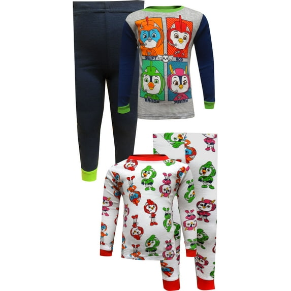 Nickelodeon Boys' Team Top Wing Gang Cotton 4 Piece Toddler Pajamas (3T)