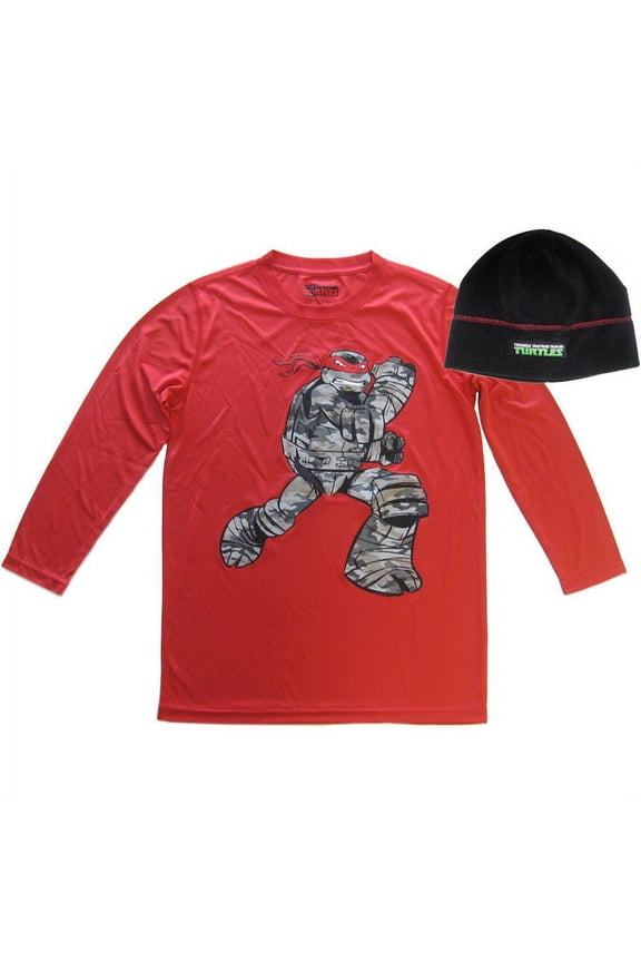 Nickelodeon Boys Teenage Mutant Ninja Turtle T-shirt and Beanie Combo (L 10/12)
