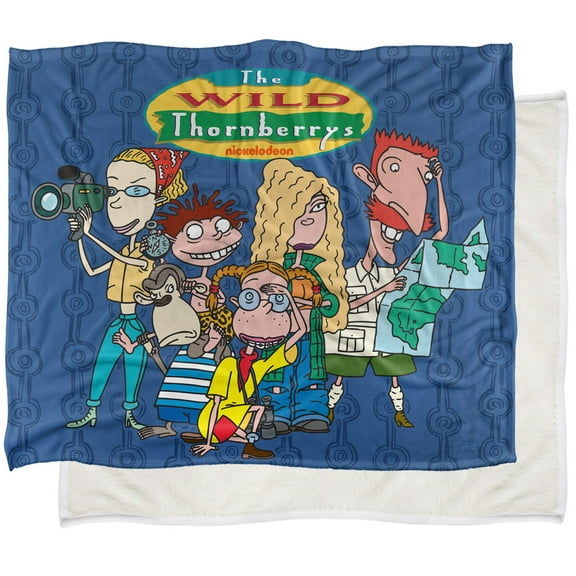 Nickelodeon Brand Blanket, 50"x60" The Family Bkt Silky Touch Sherpa Back Super Soft Throw Blanket