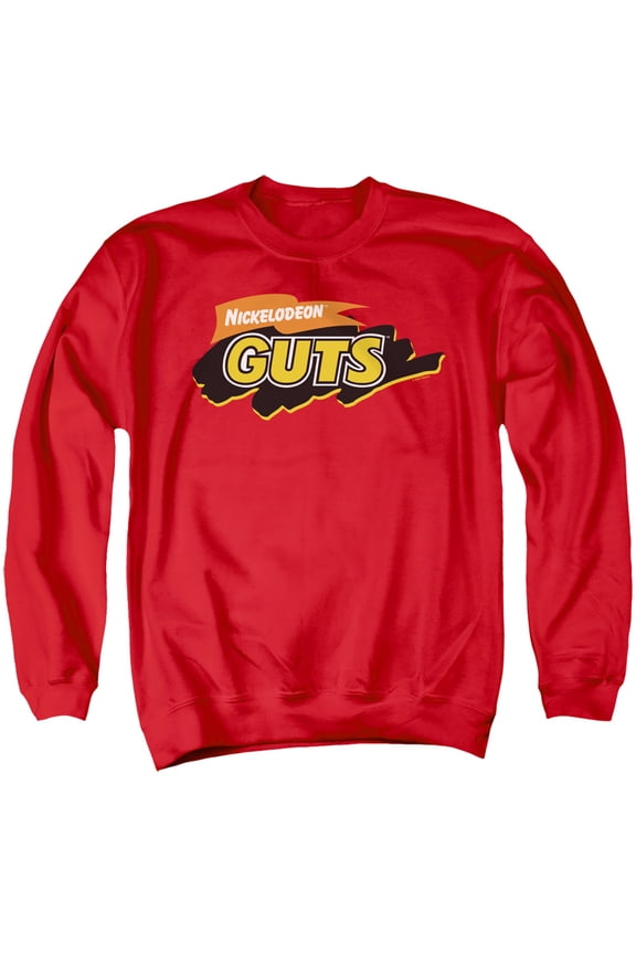 Nickelodeon Brand Guts Logo Unisex Adult Crewneck Sweatshirt (Small) Red