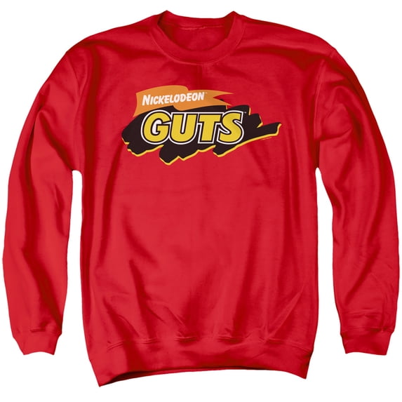 Nickelodeon Brand Guts Logo Unisex Adult Crewneck Sweatshirt (X-Large) Red