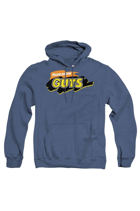 Nickelodeon Brand Guts Logo Unisex Adult Pull-Over Heather Hoodie,Royal Blue, X-Large