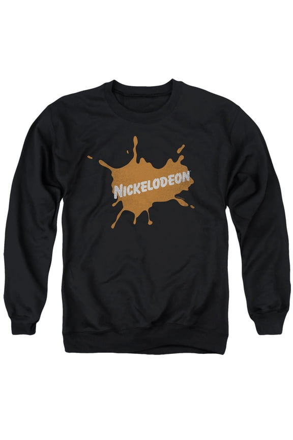 Nickelodeon Brand Nick Retro Burst Logo Unisex Adult Crewneck Sweatshirt (X-Large) Black
