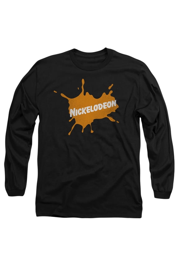Nickelodeon Brand Nick Retro Burst Logo Unisex Adult Long-Sleeve T Shirt (3X-Large) Black