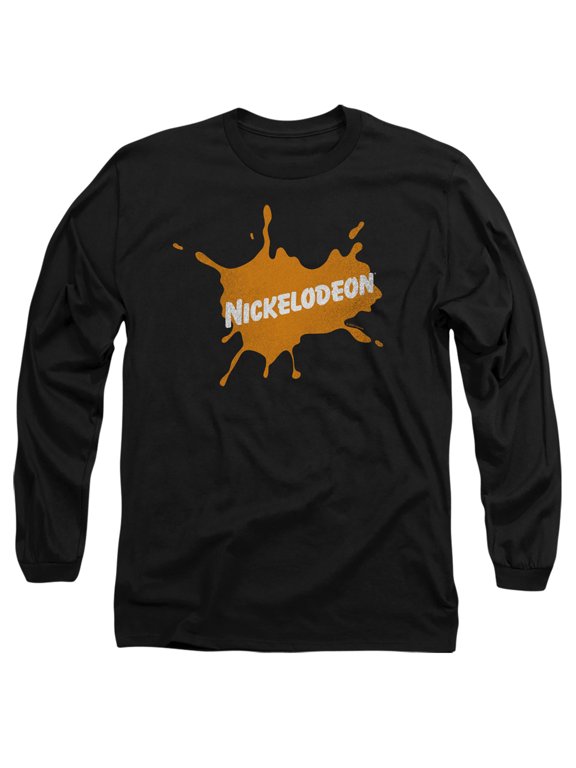 Nickelodeon Brand Nick Retro Burst Logo Unisex Adult Long-Sleeve T Shirt (Small) Black