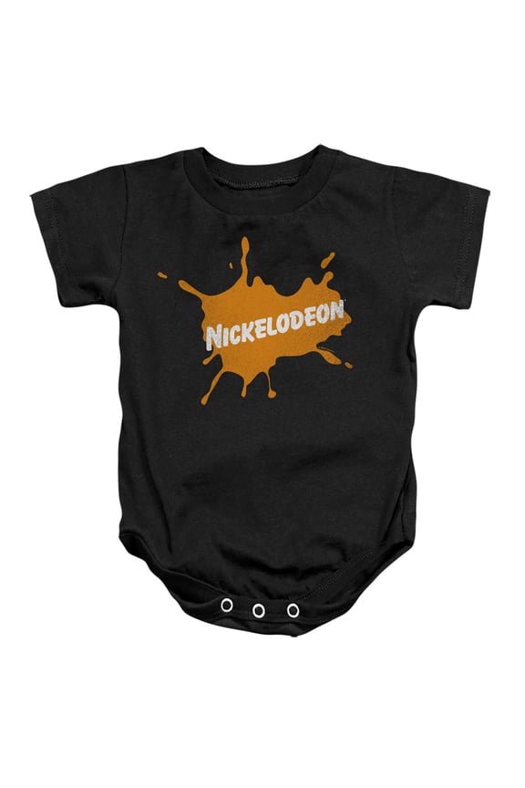 Nickelodeon Brand Nick Retro Burst Logo Unisex Infant Snap Suit for Baby (12 Months) Black