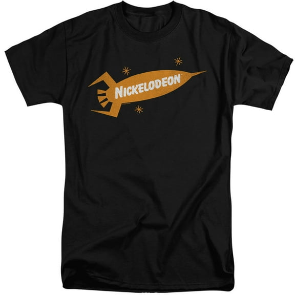 Nickelodeon Brand Nick Retro Rocket Logo Unisex Adult Tall T Shirt,Black, 2X-Large