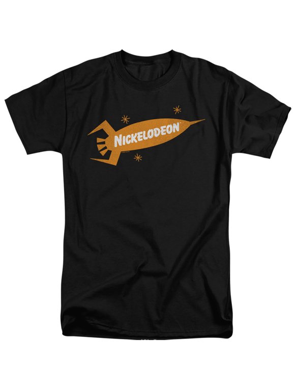 Nickelodeon Brand Nick Retro Rocket Logo Unisex Adult Tall T Shirt,Black, X-Large