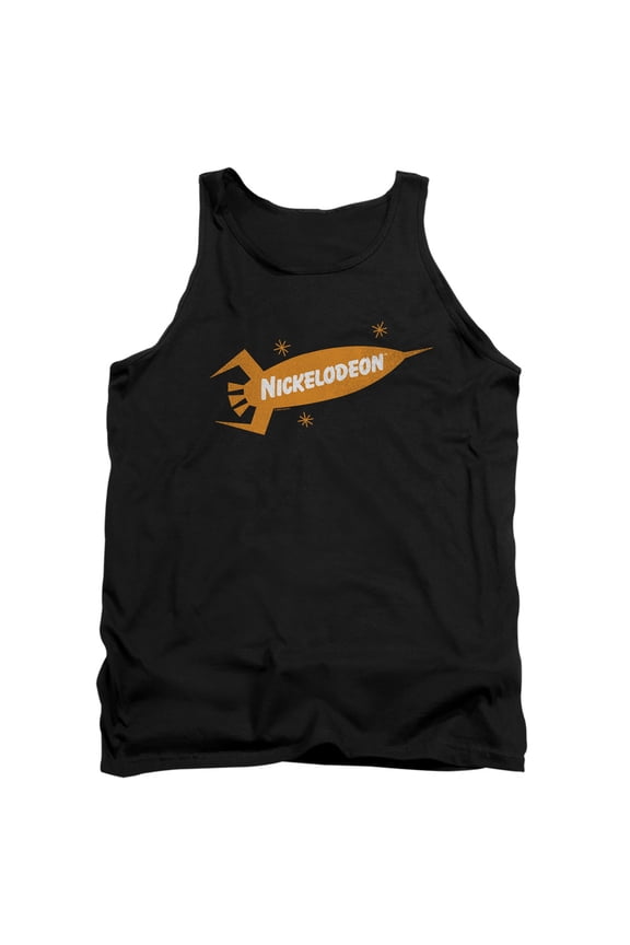 Nickelodeon Brand Nick Retro Rocket Logo Unisex Adult Tank Top,Black, Medium