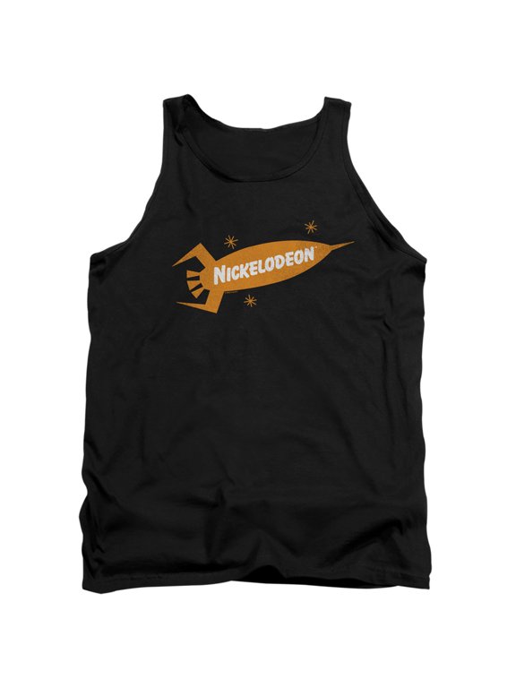 Nickelodeon Brand Nick Retro Rocket Logo Unisex Adult Tank Top,Black, X-Large