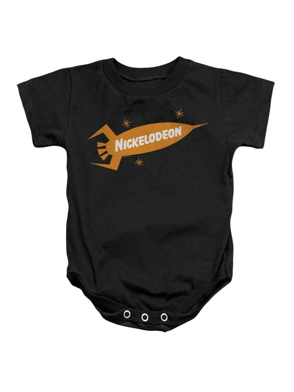 Nickelodeon Brand Nick Retro Rocket Logo Unisex Infant Snap Suit for Baby (24 Months) Black
