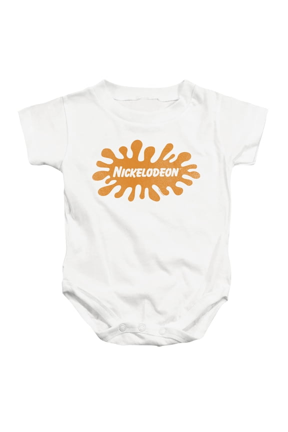 Nickelodeon Brand Nick Retro Splat Logo Unisex Infant Snap Suit for Baby (6 Months) White