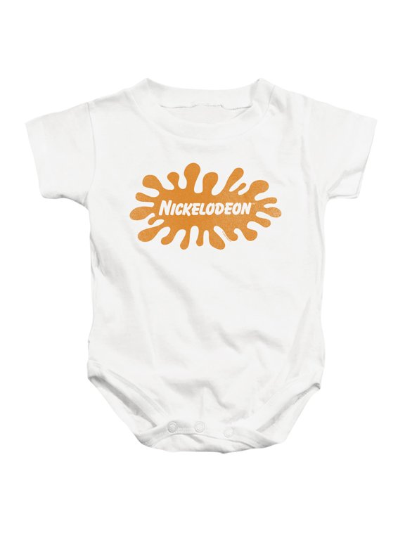 Nickelodeon Brand Nick Retro Splat Logo Unisex Infant Snap Suit for Baby (6 Months) White