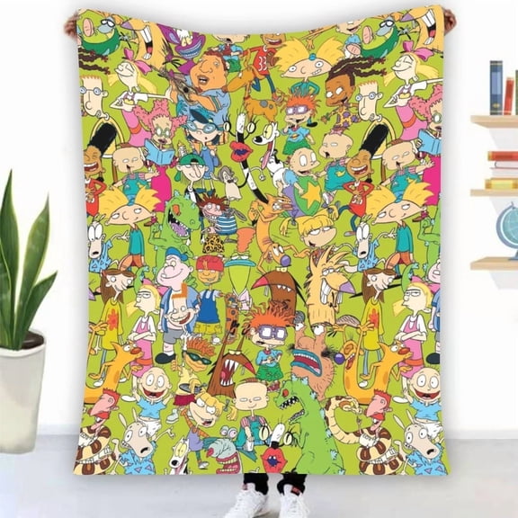 Nickelodeon Cartoon Characters Flannel Fleece Blanket, Kids Cozy Throw