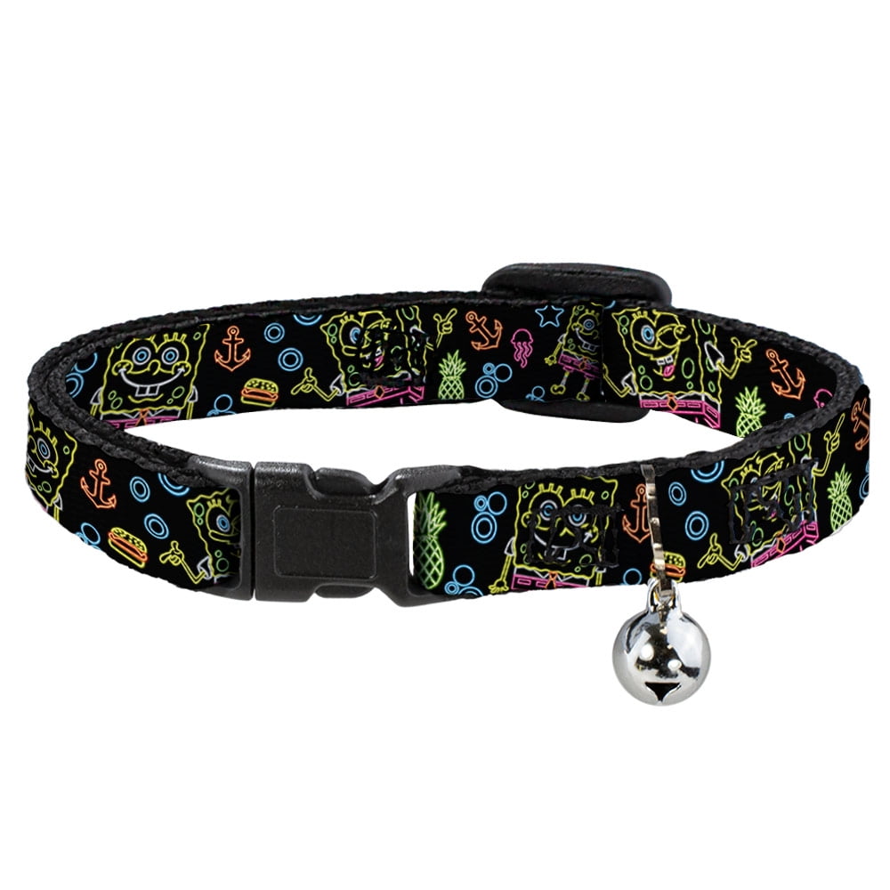 Nickelodeon Cat Collar, Breakaway Collar with Bell, Electric Spongebob