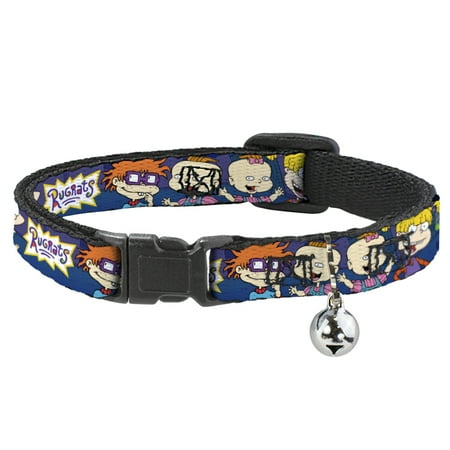 Rugrats Breakaway Cat Collar With Bell, Plastic Clip, Easy Adjustable, Rugrats Group Pose Reptar, 8.5 to 12 Inches 0.5 Inch Wide