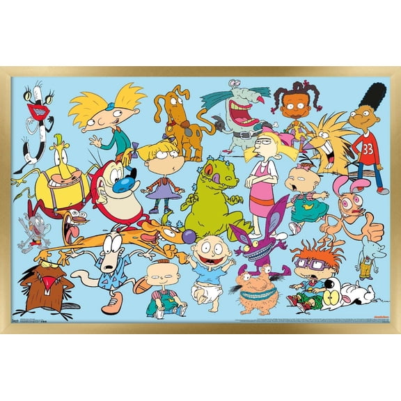 Nickelodeon Characters Wall Poster, 14.725" x 22.375", Framed