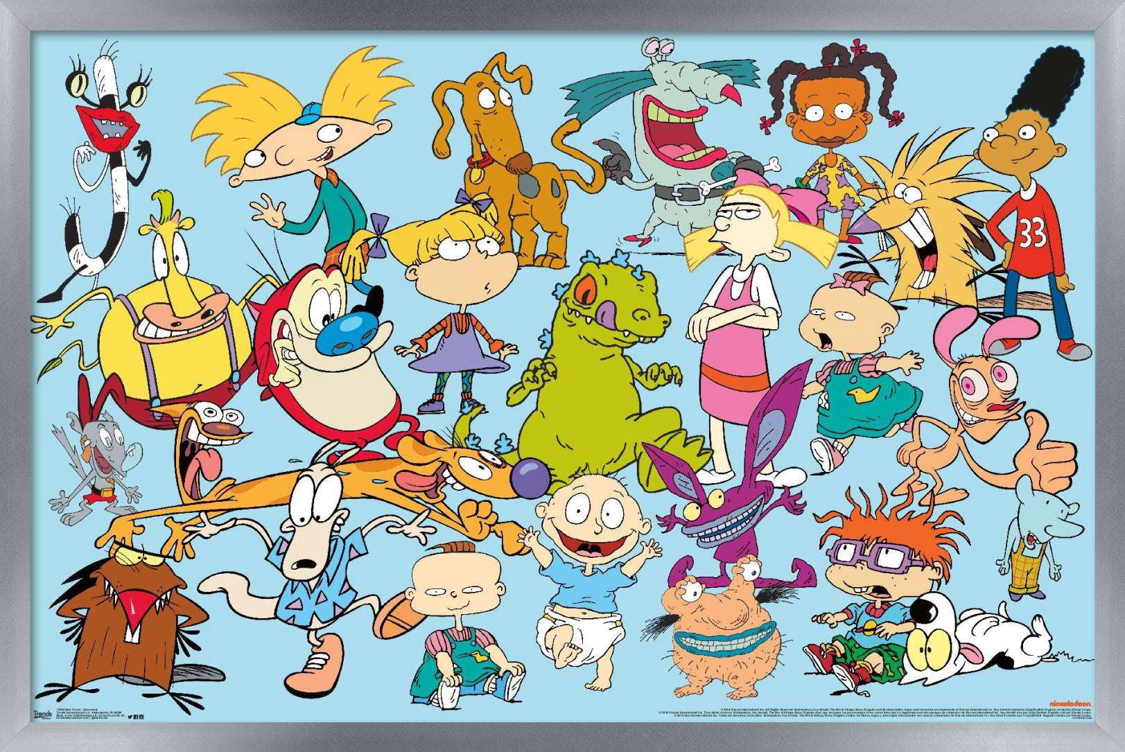 Nickelodeon Characters Wall Poster, 14.725" x 22.375", Framed