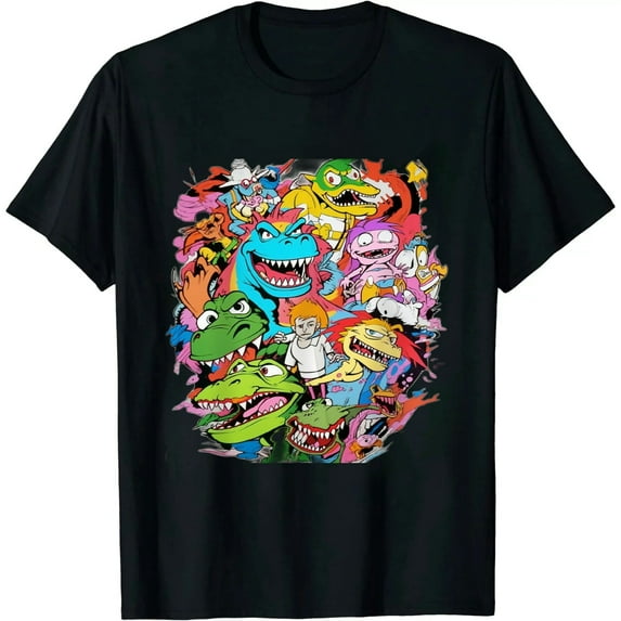 Nickelodeon Classic Characters Bursting Through Graphic Tee T-Shirt