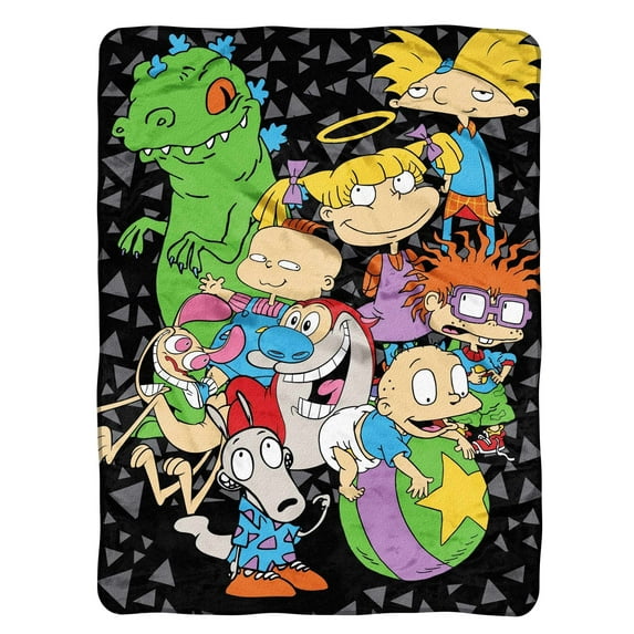 Nickelodeon Classic Series Micro Raschel Throw Blanket 46" x 60" Rewind Throwback