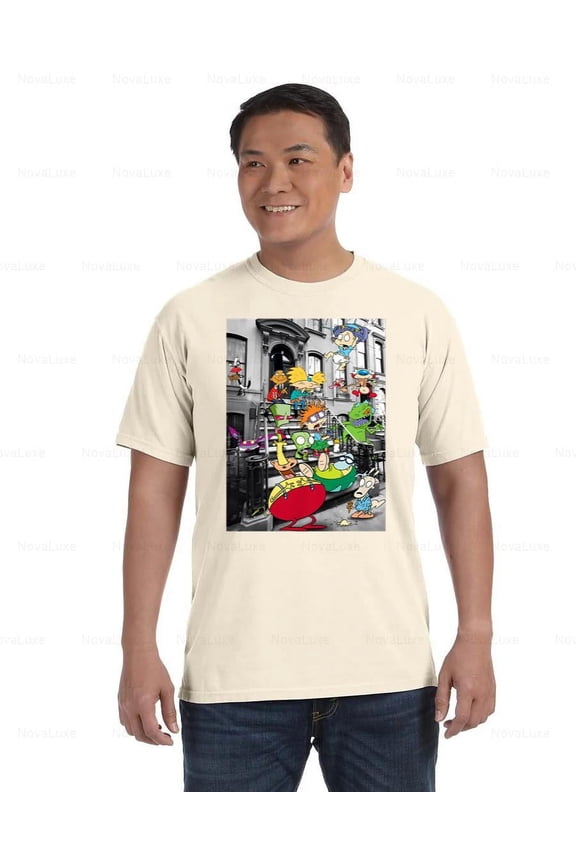 Nickelodeon Comfort Color T-Shirt Classic Nicktoons on the Stoop Design, Unisex, up to size 4XL