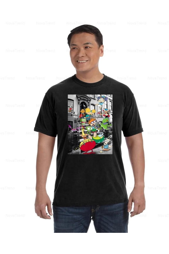 Nickelodeon Comfort Color T-Shirt Classic Nicktoons on the Stoop Design, Unisex, up to size 4XL