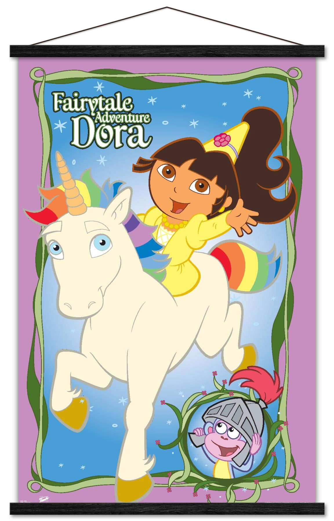 Nickelodeon Dora The Explorer - Fairytale Wall Poster with Wooden Magnetic Frame, 22.375" x 34"