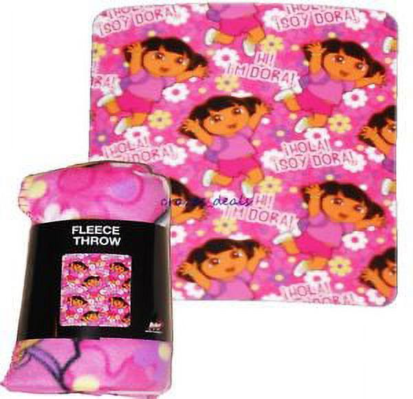 Nickelodeon Dora The Explorer "Hi! I'm Dora" Throw Blanket 50" X 60