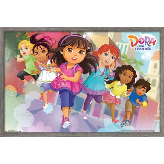 Nickelodeon Dora The Explorer - Running Wall Poster, 22.375" x 34", Framed