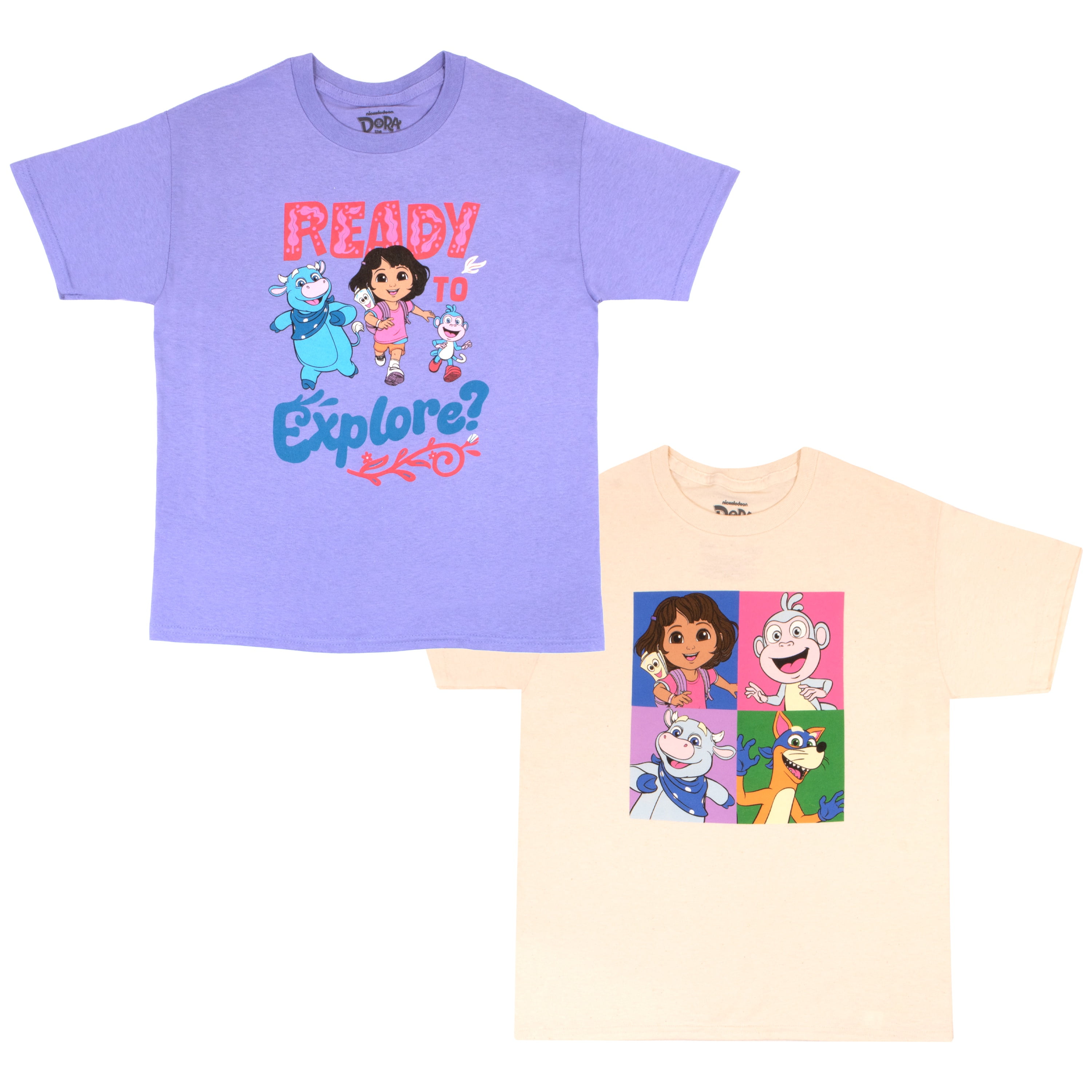 Nickelodeon Dora the Explorer Girls 2 Pack Short Sleeve T-shirt Set For ...