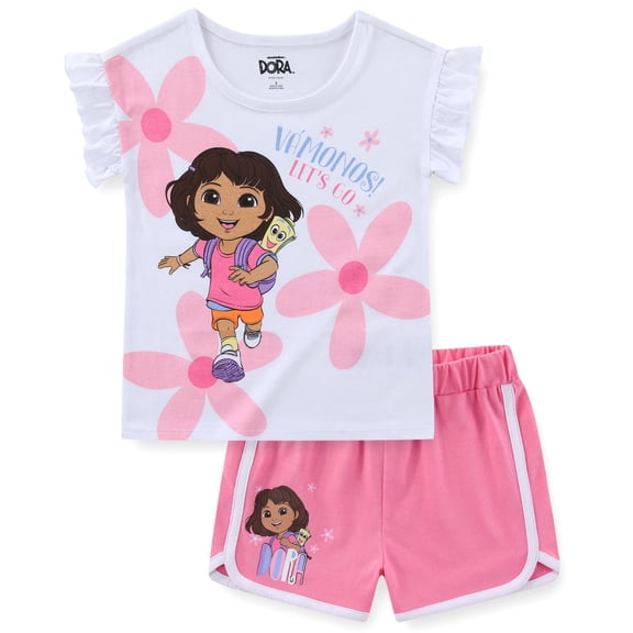 Nickelodeon Dora the Explorer Short Sleeve T-Shirt and Shorts Set (Girls), 2 Piece Set, Sizes 3T-7