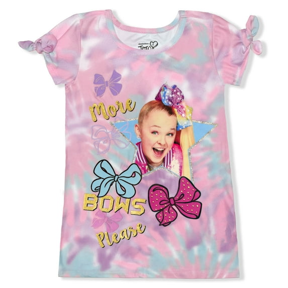 Nickelodeon Girl's JoJo Siwa More Bows Please Tie Dyed Graphic Tee Short Sleeve Tops