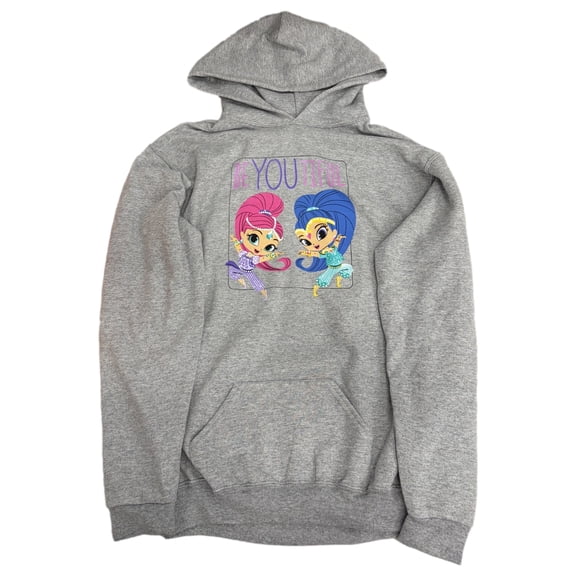 Nickelodeon Girls Gray Shimmer & Shine Be You Tiful Hoodie Sweatshirt L (14-16)