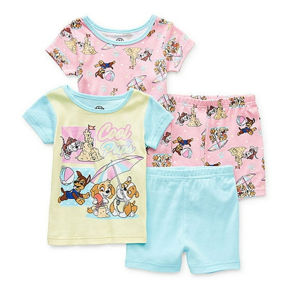 Nickelodeon Girls' Toddler Paw Patrol Four-Piece Cotton Pajama Short Set (2T)