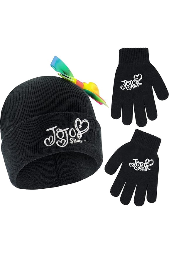 Girls Winter Hat, Kids Gloves Set, Jojo Siwa Beanie For Ages 4-7