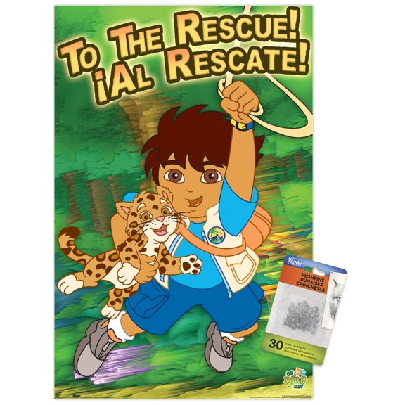 Nickelodeon Go Diego Go - To The Rescue Wall Poster with Push Pins, 14.725" x 22.375"