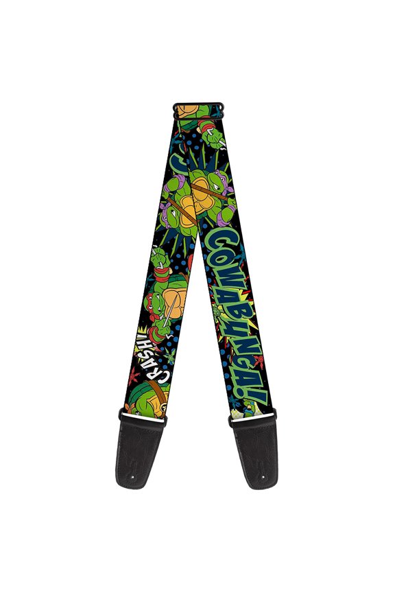 Nickelodeon Guitar Strap, Ninja Turtles Pose Cowabunga Pop Art, 2 Inches Wide
