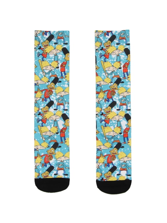 Hey Arnold! Cartoon Arnold and Gerald Men's Sublimated Adult Crew Socks