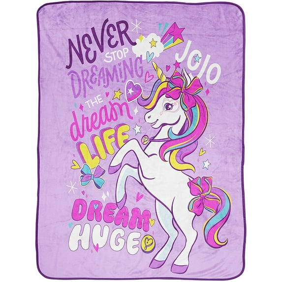 Nickelodeon JoJo Siwa Dream Unicorn Purple 46"x60" Plush Microfiber Throw