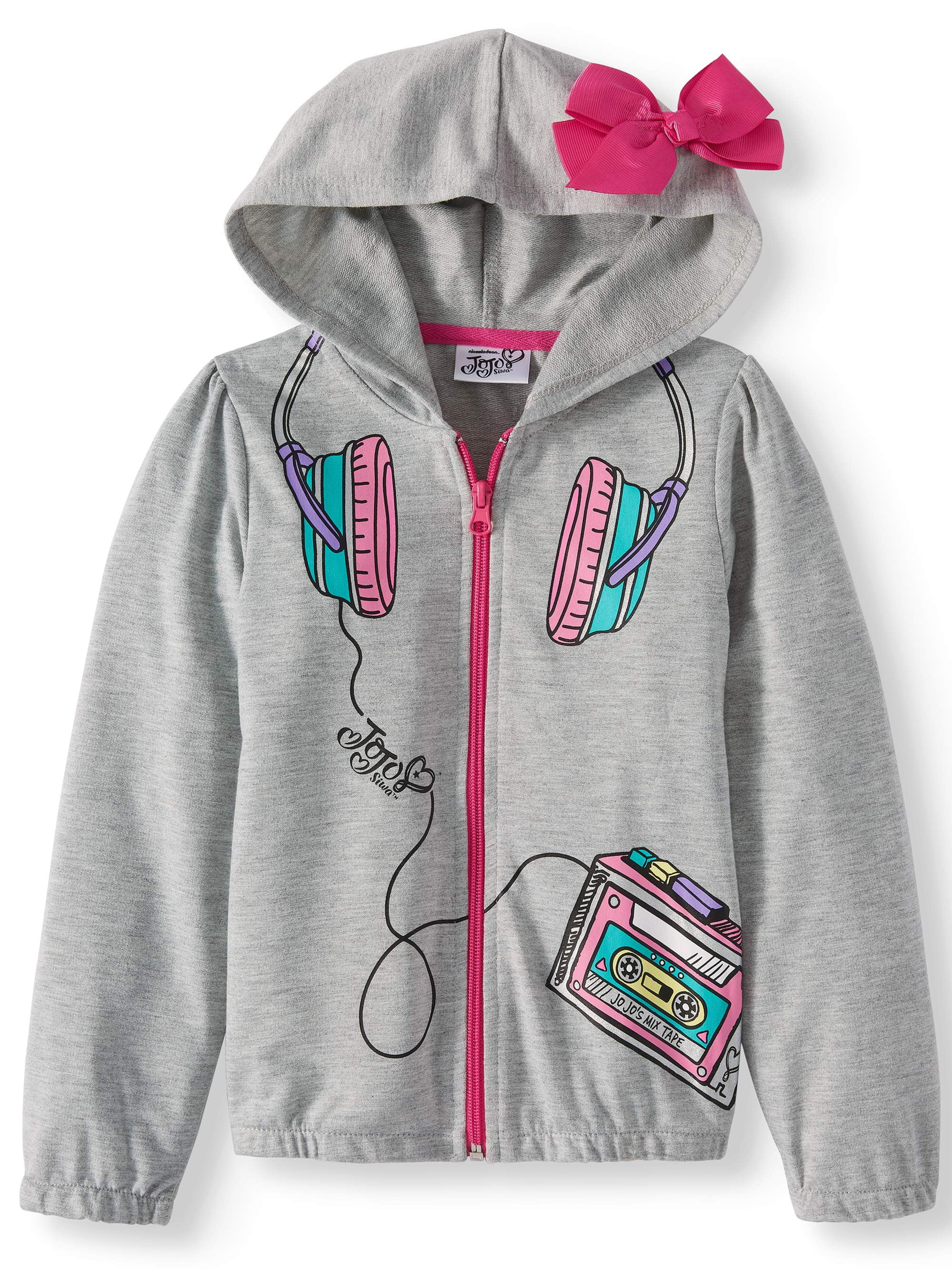Nickelodeon JoJo Siwa French Terry Hoodie with 3D Bow (Little Girls