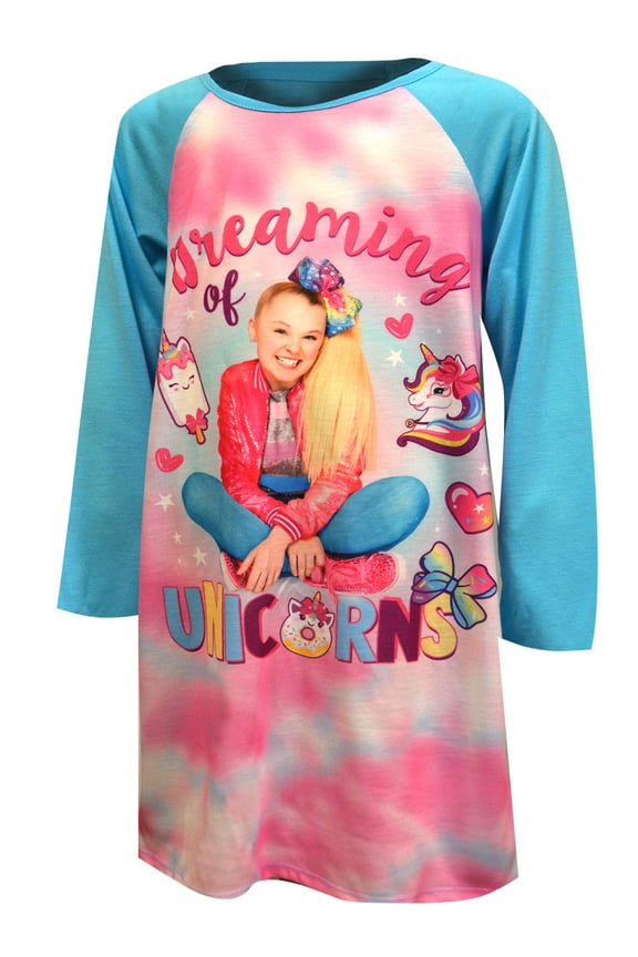 Nickelodeon JoJo Siwa Girls' JoJo Dreaming of Unicorns Long Sleeve Nightgown Pajama Sleepwear