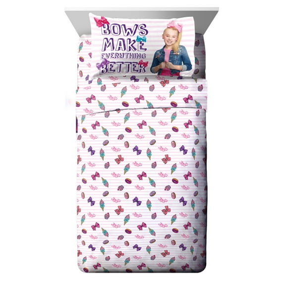 Nickelodeon JoJo Siwa Sweet Life Pink & White Kids Bed Sheet Set