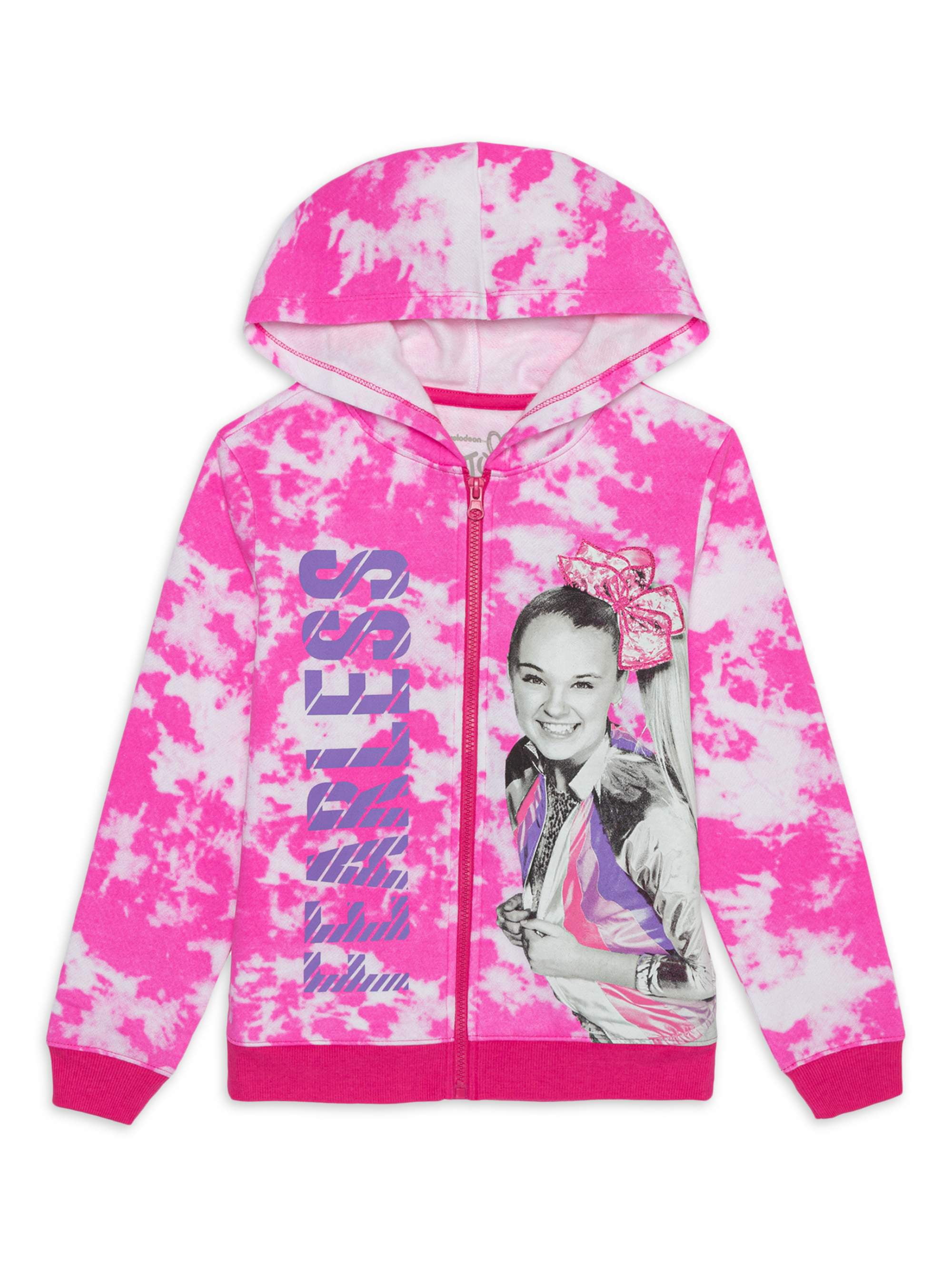 Nickelodeon Jojo Siwa Girls Glitter Tie Dye Zip Up Hoodie Sizes 4