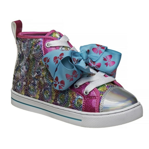 Nickelodeon Jojo Siwa Girls Sequin Hi-Top Canvas Sneakers, Fuchsia Multi, Size: 3