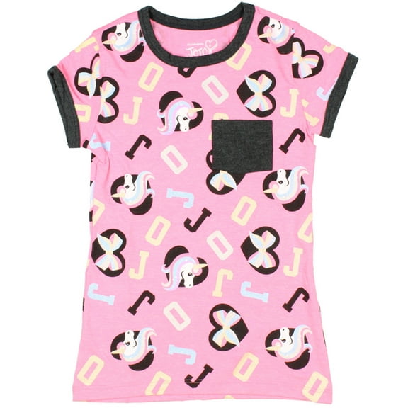 Nickelodeon Jojo Siwa Girls' Unicorn Glitter Licensed Ringer T-Shirt
