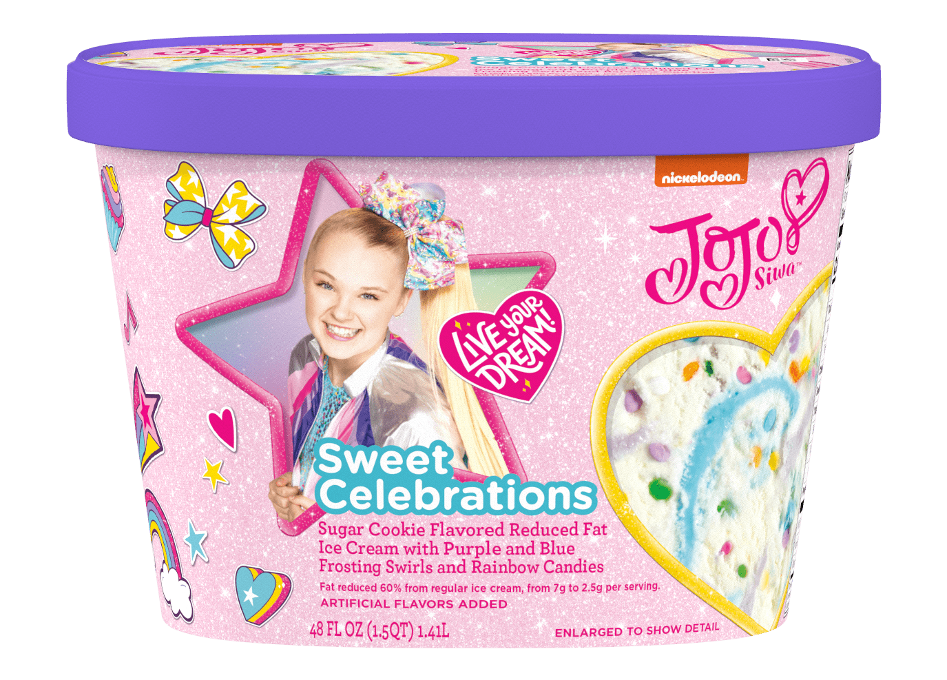 Nickelodeon Jojo Siwa Sugar Cookie Flavored Ice Cream 48 fl oz